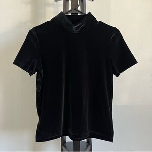 Madewell Black Velvet Short Sleeve Top